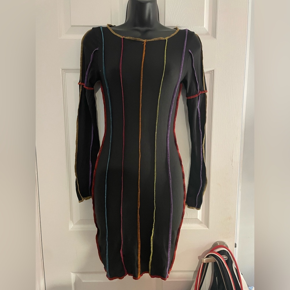 Multicolored black dress